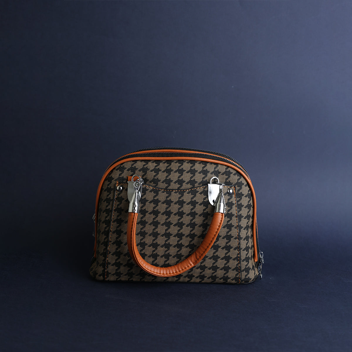 Houndstooth Double Zip Dome Bag